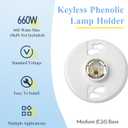 2 Pcs E26 Medium Base Ceiling Lamp Holder Keyless Light Sockets White Bulb Socket Incandescent Fluorescent CFL Lamp Holder 660w 250v (Phenolic Resin)