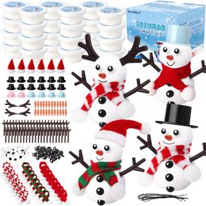 BANBBUR 48 Pack Stocking Stuffers for Kids,Christmas Crafts for Kids Bulk,Build a Snowman Kit,DIY Snowman Crafts Modeling Clay,Christmas Stocking Stuffers Gifts Activities for Boys Girls