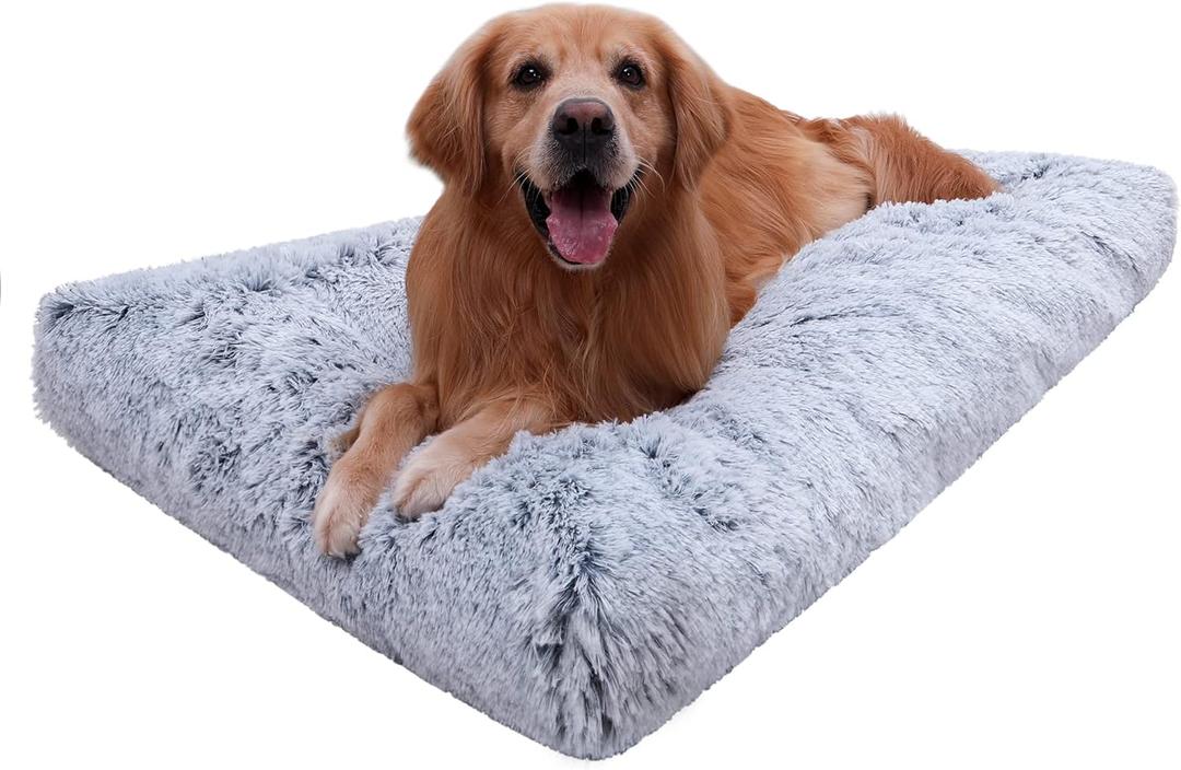 Vonabem XXXL Dog Bed Washable, Large Waterproof Pet Bed with Removable Cover, Jumbo Dog Crate Bed 54 inch, Soft Plush Pet Beds, Anti Anxiety Kennel Pad Grey (54.0"L x 37.0"W x 3.5"Th)