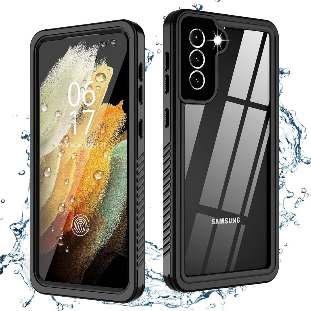 Oterkin for Samsung Galaxy S21 Waterproof Case with Built-in Screen Protector Dustproof Shockproof 360 Full Body Underwater Case for Samsung S21 5G 6.2inch (2021) Black
