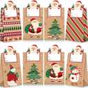 Blosssound 30 Pack Winter Paper Gift Bags Blue Wonderland Treat Bags with Name Stickers Christmas Candy Cookie Craft Party Favors Holiday Festive Home Party Decor Supplies(Christmas Kraft)