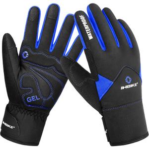 INBIKE Winter Cycling Gloves for Men Women Cold Weather Thermal Windproof Gel Bike Gloves Touch Screen (Large, Blue)