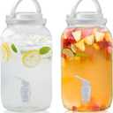 Havawish 2 Pcs 1 Gallon Plastic Beverage Dispenser with Spigot Clear Summer Kitchen Fridge Drink Dispenser for Parties Lemonade Juice Tea Beer Cold Water (White, Cylinder)