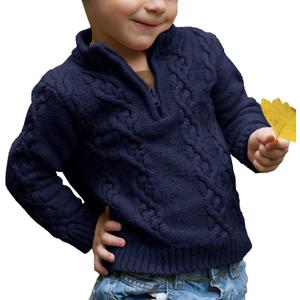 Toddler Boys' Girls' Cable Knit Pullover Sweater Quarter Zipper Long Sleeve Fall Winter Knitwear Outfit (18-24 Months, Navy Blue) 90