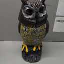 Solar Powered Owl with Motion Detection, Silent Mode, Flashing Eyes, Rotatable Head and Realistic Hoots, Plastic Owl Decoration for Home, Garden, Patio and Fence