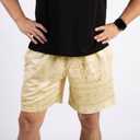 BOOMLEMON Mens Paisley Shorts Mesh Graphic Print Retro Casual Shorts Athletic Gym Basketball Running Short Pants (Beige)