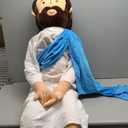 Giant Jesus Plush 6 Ft Jesus Stuffed Doll Plushie Toy Christian Pillow Religious Decoration Gift for Christening Easter (Blue)