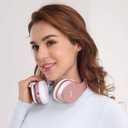 ZIHNIC Bluetooth Headphones Over-Ear, Foldable Wireless and Wired Stereo Headset Micro SD/TF, FM for Cell Phone,PC,Soft Earmuffs &Light Weight for Prolonged Wearing(Rose Gold)