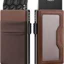 VULKIT Minimalist Wallet with ID Window & EDC Pocket Pop Up Card Holder RFID Blocking Slim Wallet Design for Airtag Cash Coins & Credit Cards (Espresso)