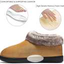 Mishansha Women's House Shoes Memory Foam Suede Moccasin Slippers Winter Warm Fleece Lined Home Shoes with Anti-Skid Rubber Sole (Light Brown)