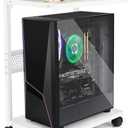 PC Stand Computer Tower Stand 2-Tier Metal CPU Holder with Locking Caster Wheels Suitable for Most PC (S,White)