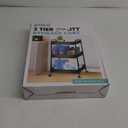 3 Tier Rolling Cart, Metal Utility Cart with 4 Hooks, Rolling Storage Cart on Wheels, Small Organizer Cart for Nursery, Kitchen, Living Room, Bathroom, Black