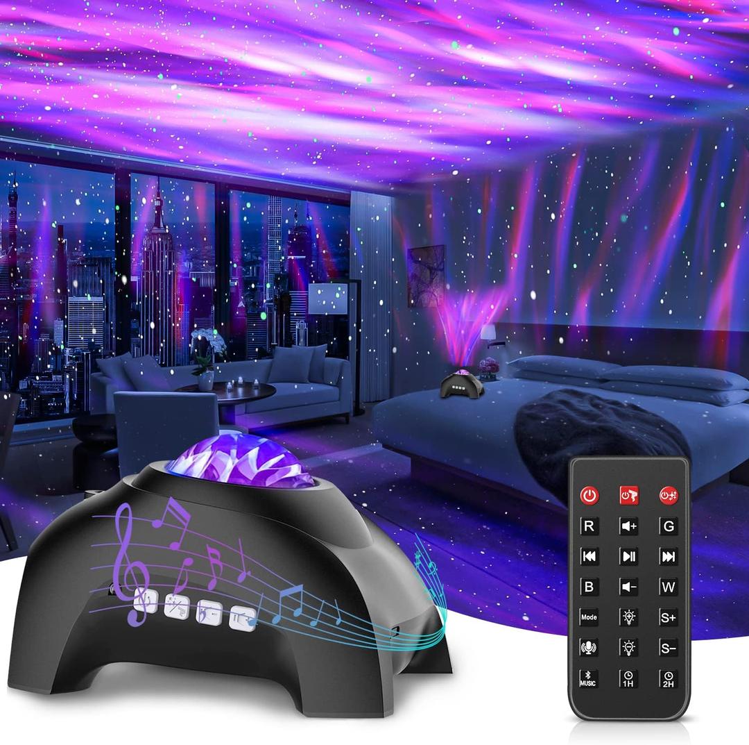 Star Projector, CIMELR Northern Galaxy Aurora Lights Projector with 33 Light Effects Bluetooth Speaker & White Noise, Remote Control Night Light for Bedroom, Room Decor, Party, Gift for Kids Adults