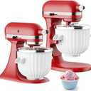 Ice Cream Maker Attachment for Kitchenaid Stand Mixers, Ice Cream Maker Machine Compatible with 4.5QT and Larger KitchenAid Mixers, 2-Quart Capacity, Sorbet and Gelato Maker Accessory by TPGSING (White)