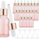20 Pack 15ml Dropper Bottles with 10 Funnel,Pink Glass Eye Dropper Bottle for Essential Oils and Perfumes,Leak Proof Travel Vials