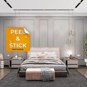 Peel and Stick Wall Molding Kit, Ready to Assemble Wainscoting Panels, Pre-Cut Rail Molding Trim for Home and Office Interrior Wall Decor, DIY, Premade (5 Frames)