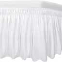 Easy-Going Bed Skirt for Twin or Full Size Bed, 14 Inch Tailored Drop, Fitted with Adjustable Elastic Belt, Convenient to Use Without Lift The Mattress (Twin/Full, White)