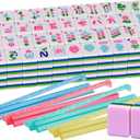 Pink Acrylic American Mahjong Tile Set 166 Mahjong Tile Set 1.2-inch American Mahjong Set with 4PCS Mahjong Racks with Pushers