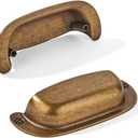 khtumeware 10 Pack 3"(76mm) Hole Center Vintage Drawer Retro Pulls Antique Brass Cabinet Bin Cup Pulls Bathroom Hardware Cabinet Handles Drawer Handles Knobs