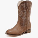Girls Cowgirl Boots Unisex-Child Mid Calf Glitter Toddler Cowboy Boot Little Big Kids Western Riding Shoes Brown, Size 4