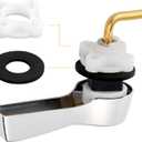 Hibbent Universal Metal Front Mount Toilet Handle Replacement Kit, Brass Toilet Flush Tank Lever with Stainless Steel Flapper Chains for Most Toilets, Chrome