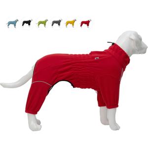 Lovelonglong Warm Dog Coat, Windproof Jacket for  Dogs, 4 Legged Fleece Winter Coat with Zippered Closure, Red XXXXL