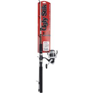 Ugly Stik 7’ Complete Saltwater Kit Fishing Rod and Reel Spinning Combo, Ugly Tech Construction with Clear Tip Design, 7’ Telescopic - 2-Piece Rod, Black