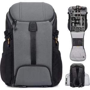 TARION Camera Backpack Large Camera Bag with -  15.6" Laptop Compartment Waterproof Raincover Outdoor Photography Hiking Travel Professional Photography Backpack Bag Grey HX-L