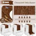 10 Pack Brown Cheesecloth Table Runner 17x108 Inch Semi Sheer Boho Rustic Gauze Cheese Cloth Table Runners for Wedding Party Birthday Baby Shower Home Dcor