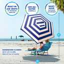 Rio Beach 7' Outdoor Market Umbrella with Sand Anchor and Carrying Bag, Portable Patio and Beach Umbrella with Anchor, Blue/White