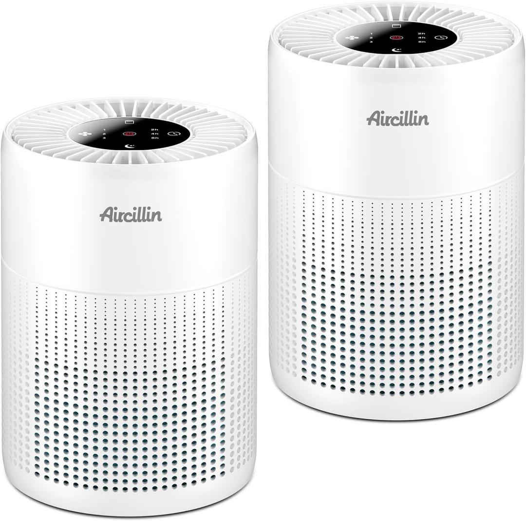 2 Pack Air Purifiers for Bedroom H13 True HEPA Air Filter Cleaner, Odor Eliminator, Remove Smoke Dust Pollen Pet Dander, Night Light For Home Living Room Dorm, Quiet 24dB Filtration System