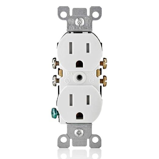 Leviton 15 Amp, 125 Volt, Tamper Resistant, Duplex Receptacle, Residential Grade, Grounding, T5320-T, Light Almond