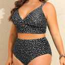 Daci Plus Size Two Piece Swimsuits - Women High Waisted Bikini Tummy Control Bathing Suits Knot Twist Swimwear 2025 (Black, XXXL)