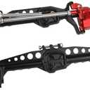 Pothyes CNC Metal Front and Rear Portal Axles for 1/10 RC Crawler Car Axial SCX10 III AXI03006 AXI03007 Wrangler JL AR45 Axle Upgrade Part (red)