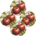 15 Inch Round Placemats Set of 6 Vintage Apples Heat Resistant Non-Slip Place Mats Washable Decorative Table Mats for Kitchen Dining Table Holiday Party