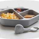Tiny Twinkle Easy Grip Toddler Utensils Spoon and Fork Set - BPA & Phthalate Free Utensil Sets, Kids Silverware With Silicone Handle, Baby Led Weaning Supplies for 12 Months & Up (Grey Elephant)