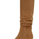 Shoe'N Tale Women's Knee High Boots Chunky Heel Pointed Toe Suede Slouch Winter Shoes with Side Zipper 8