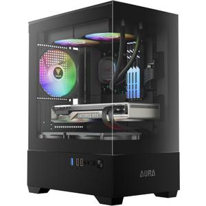 GAMDIAS Micro-ATX Tower Computer Case with Tempered Glass, Gaming M-ATX PC Case with 3X 120mm ARGB Fans, Support Up to 5X Fans Airflow, 240mm AIO/Radiator, 280mm GPU/VGA, 155mm CPU Cooler, 150mm PSU