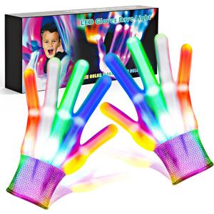 Cool Toys LED Gloves,Fun Toys for Kids Age 3-5 6-8 8-12 with 6 Flash Mode,Light Up Toy for Halloween Christmas Birthday Party
