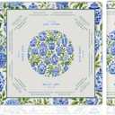 Blue and White Chinoiserie Porcelain Mahjong Mat 31.5 x 31.5 in