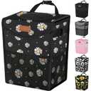 Car Trash Can with Lid, Cute Leakproof Car Trash Garbage Bag Hanging Vehicle Trash Bin Small Portable Automotive Garbage Cans Organizer for Back/Front Seat/Console(Trapezoid,Black Flower) (2 Gallons)