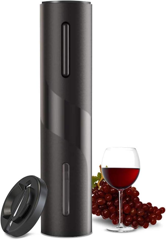 COKUNST Electric Wine Opener, Battery Operated Wine Bottle Openers with Foil Cutter, One-click Button Corkscrew Remover for Home Kitchen Party Wedding (Black)