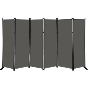 MAYOLIAH 6 Panel Folding Privacy Screen 9ft Wide, 6ft Tall Partition Room Divider Portable Office Walls Dividers Room Separator, Grey