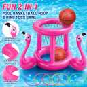 H-Style Pool Toys Pool Floats Pool Games for Kids Adult, Inflatable Pool Basketball Hoop & Ring Toss Game, 2-in-1 Pool Floating Outdoor Party Water Toy for Adults Family Kids Ages 4-8-12 (Pink)