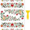 Peacoblue Rub on Transfer Decal Sticker for Furniture Craft Decor 6"x12" Vintage Dutch Folk Art Flowers, 3Pcs Waterproof UV DTF Transfer for Drawer Dresser Glass Porcelain Wood Plastic