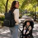 Large Capacity Diaper Bag Backpack with Changing Pad, Waterproof Baby Travel Backpack for Parents-Black