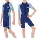 Goldfin Kids Wetsuit for Girls Boys, 2mm 3mm Toddler Shorty Neoprene Front Zip Wet Suits Keep Warm for Water Sports Surfing Snorkeling Swimming (4.Boys - Sea)