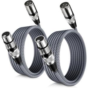 Elebase XLR Microphone Cable 2 Pack 20 Feet,XLR Male to Female Mic Cord,3-pin Balanced Shielded Cables Wire,for Amplifier Mixer,Recording Studio,Speaker Systems,Foot,FT (GRAY)
