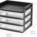 IRIS USA Plastic Desk Top 3-Drawer Storage Organizer with Paper Tray Top, 1-Pack, for Makeup Vanity Nail Polish Bathroom Stationery Art Craft Supplies Kitchen Office Garage Organization, Medium, Black