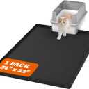 Extra Large Silicone Cat Litter Mats, 34" x 22" Waterproof Litter Box Mat, Non-Slip Kitty Litter Mat for Scatter Control, Easy to Clean & Urine-Proof Cat Litter Trapping Mat, Black (1 Pack)